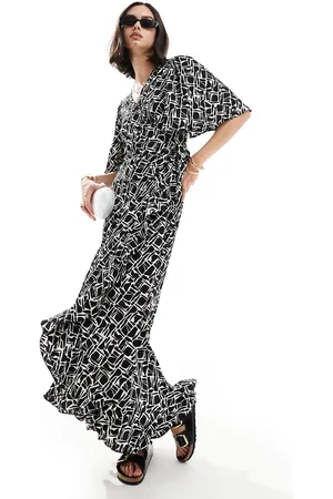 VERO MODA Vestito lungo a portafoglio con stampa astratta