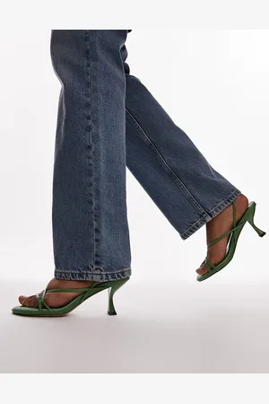Topshop Iyla - Sandali verdi con tacco e fascette sottili