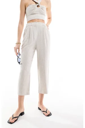 Miss Selfridge Pantaloni affusolati in lino a righe
