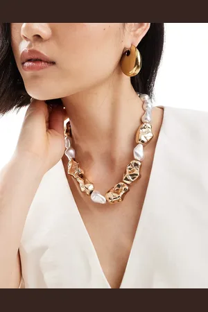 ASOS Collana dorata con perle d