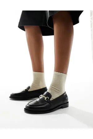 WALK LONDON Rhea - Mocassini neri in pelle con finiture