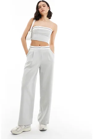 Miss Selfridge Pantaloni blu a fondo ampio con fascia in vita in coordinato