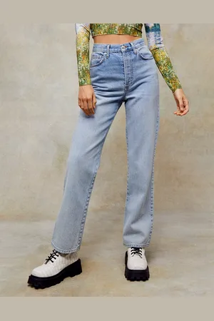 Topshop Kort - Jeans dritti lavaggio candeggiato