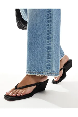 ASOS Tulum - Sandali infradito con zeppa neri