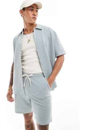 SELECTED Camicia squadrata in seersucker a righe