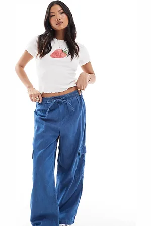 ONLY Marla - Pantaloni cargo in denim a fondo ampio medio
