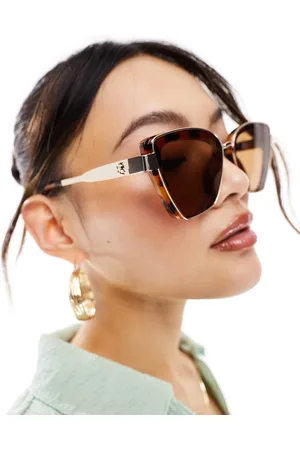River Island Occhiali da sole cat-eye oversize effetto tartarugato