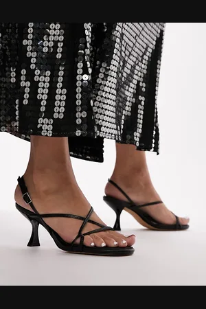 Topshop Iyla - Sandali con tacco neri lizard con fascette sottili