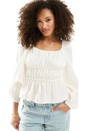 & OTHER STORIES Blusa milkmaid con maniche lunghe voluminose sporco con laccetti