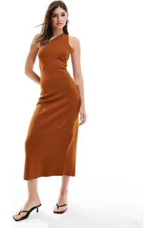 & OTHER STORIES Vestito midi monospalla in maglia ruggine con cut-out sul retro