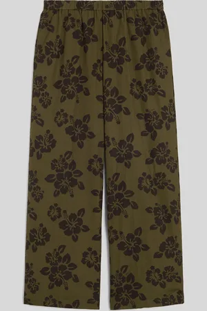 Aspesi Pantalone In Popeline Con Stampa Hibiscus