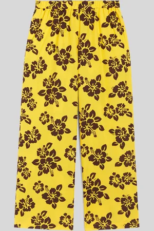 Aspesi Pantalone In Popeline Con Stampa Hibiscus
