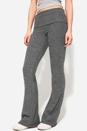 Bershka Pantaloni Flare Vita Risvolto Donna L
