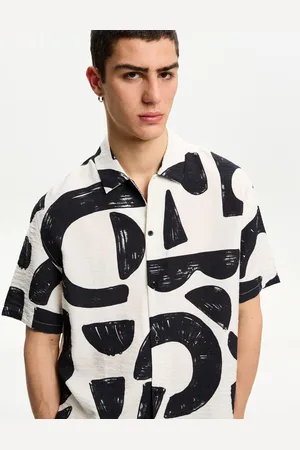 Bershka Camicia A Maniche Corte Stampata Uomo Xs
