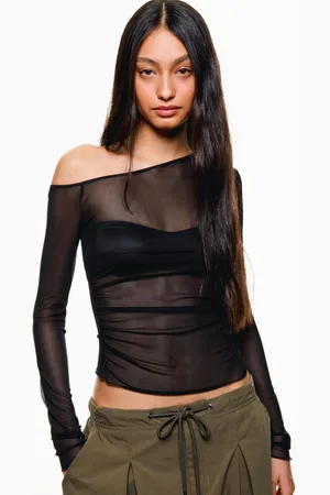 Bershka Maglietta Maniche Lunghe Tulle Donna Xs