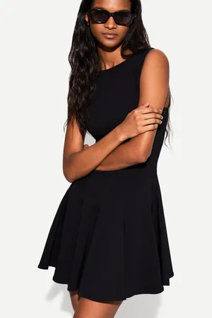 Bershka Vestito Mini Elasticizzato Con Gonna Svasata Donna S