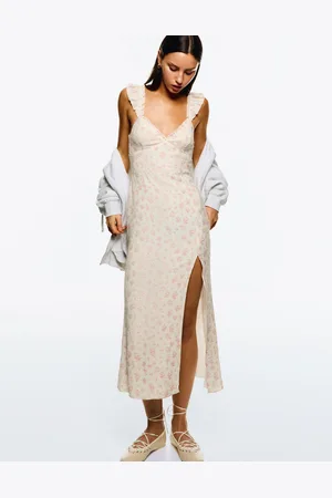 Bershka Vestito Midi Stampato Con Texture Donna S