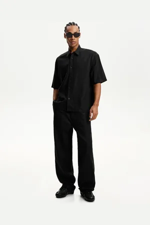 Bershka Pantaloni Wide Leg Jogger Misto Lino Uomo S