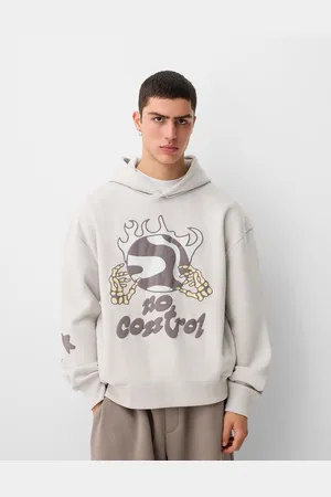 Bershka Felpa Con Cappuccio Oversize Stampata Uomo S
