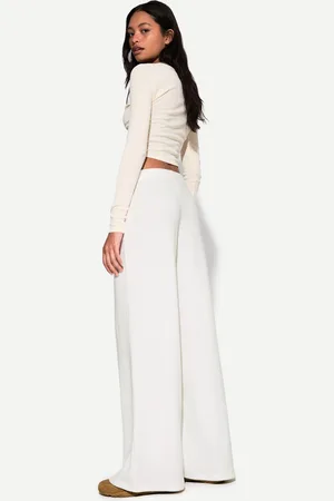 Bershka Pantaloni Wide Leg A Coste Soft Touch Donna M