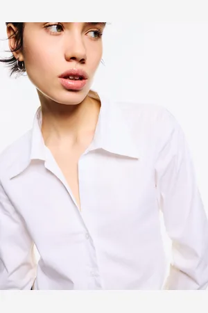 Bershka Camicia Cropped In Popeline Con Fiocco Donna Xs