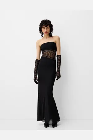 Bershka Vestito Maxi A Fascia In Pizzo Donna L