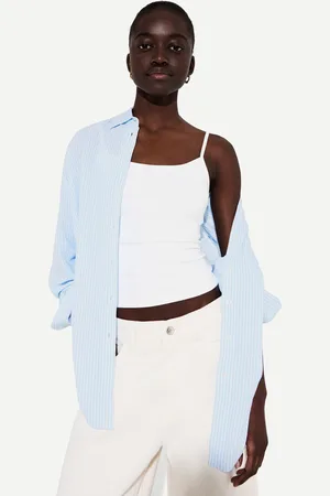 Bershka Camicia Oversize In Misto Lino Donna Xs