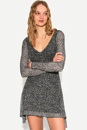 Bershka Vestito Mini A Maniche Lunghe Stampato Donna L