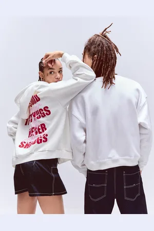 Bershka Felpa Cerniera Cappuccio Stampa Donna L