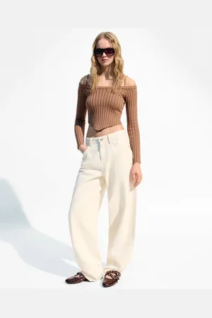 Bershka Maglia Bardot Canneté Donna S