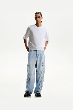 Bershka Jeans Baggy Multicargo Uomo 40 (Eu 34)