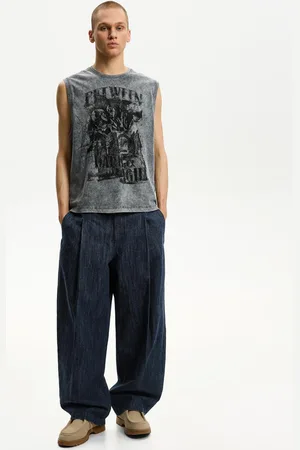 Bershka Jeans Wide Leg Balloon Fit Uomo 40 (Eu 34)