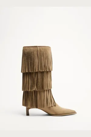 Bershka Stivali Con Tacco Kitten E Frange Donna 41