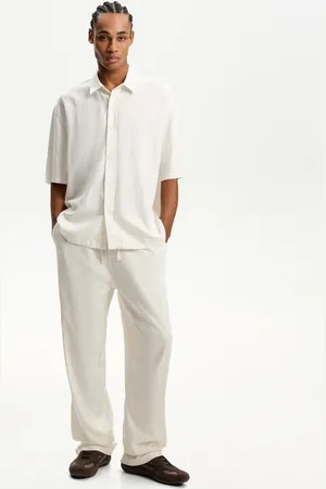 Bershka Pantaloni Wide Leg Jogger Misto Lino Uomo L
