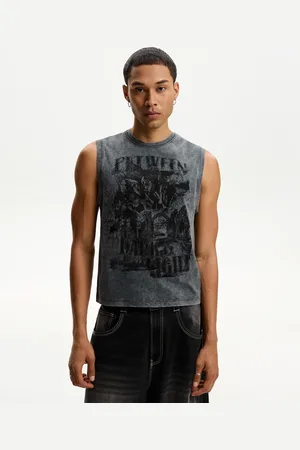 Bershka Maglietta Senza Maniche Con Stampa Uomo Xl