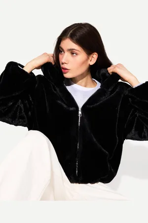 Bershka Giacca In Pelliccia Sintetica Con Cappuccio Donna M
