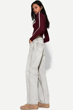 Bershka Jeans Straight Wide Leg Donna 40 (Eu 36)