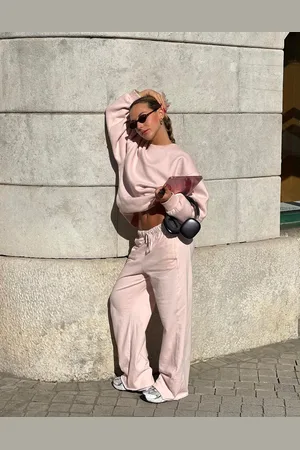 Bershka Pantaloni In Felpa Con Cuciture Laterali Donna 10-12