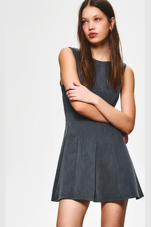 Bershka Vestito Mini Elasticizzato Con Gonna Svasata Donna S