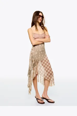 Bershka Vestito Midi Con Bretelle Donna L