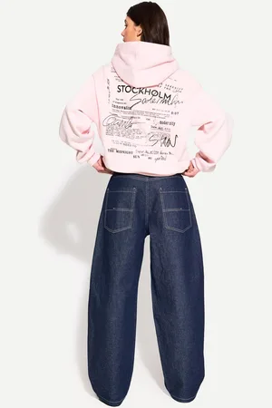 Bershka Felpa Cappuccio Stampa Donna L