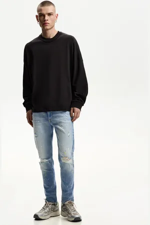 Bershka Jeans Super Skinny Strappi Uomo 46 (Eu 40)