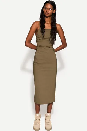 Bershka Vestito Midi Elasticizzato Con Arricciature Donna S