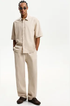 Bershka Pantaloni Wide Leg Jogger Misto Lino Uomo Xl