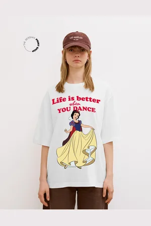 Bershka Maglietta Snow White A Maniche Corte Oversize Donna L