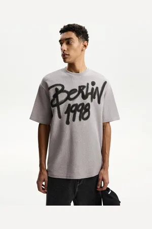 Bershka Maglietta A Maniche Corte Felpata Stampa Uomo S