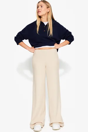 Bershka Pantaloni Wide Leg A Coste Soft Touch Donna 10-12