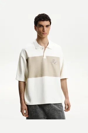 Bershka Polo A Maniche Corte Oversize Cropped Con Ricamo Uomo L