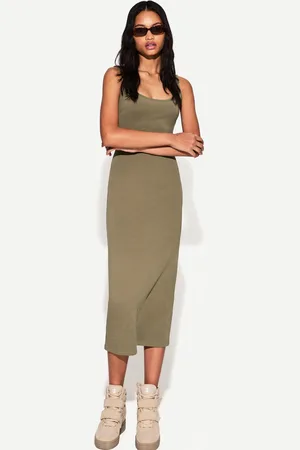 Bershka Vestito Midi Con Bretelle Donna L