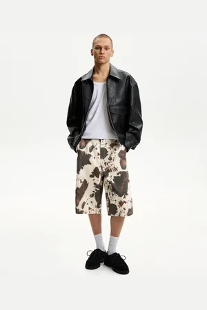 Bershka Bermuda Skater Stampa Animalier Uomo 46 (Eu 40)